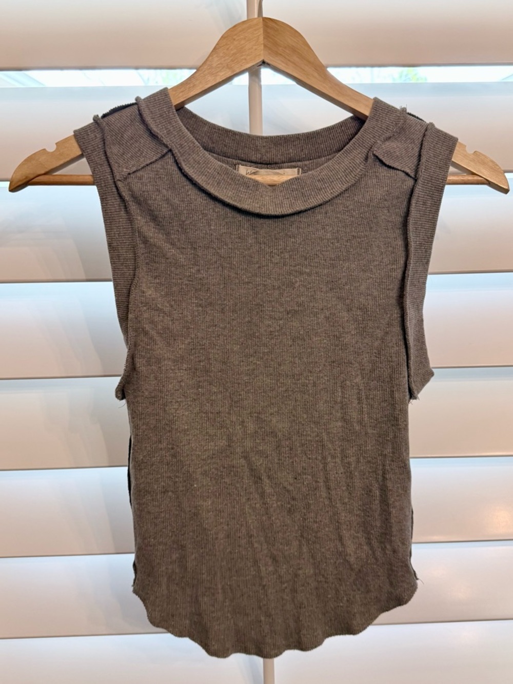 We The Free Gray Ribbed Sleeveless Tank
